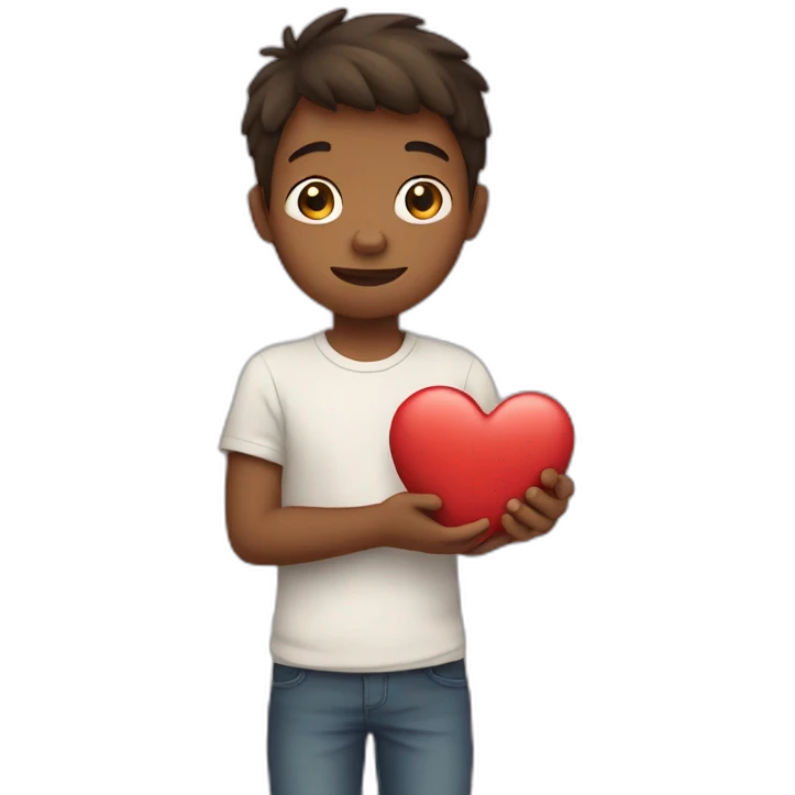 Boy with heart hand emoji