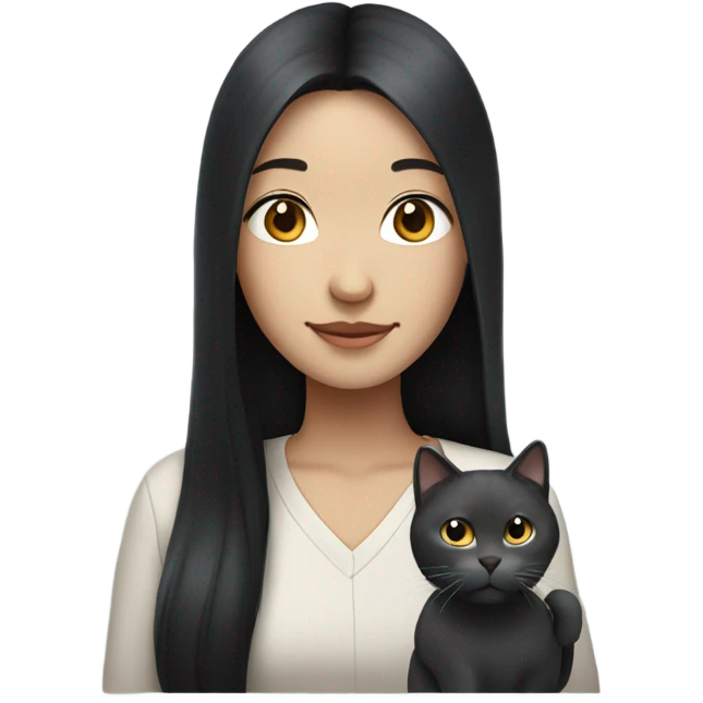Chinese hair with gray cat emoji