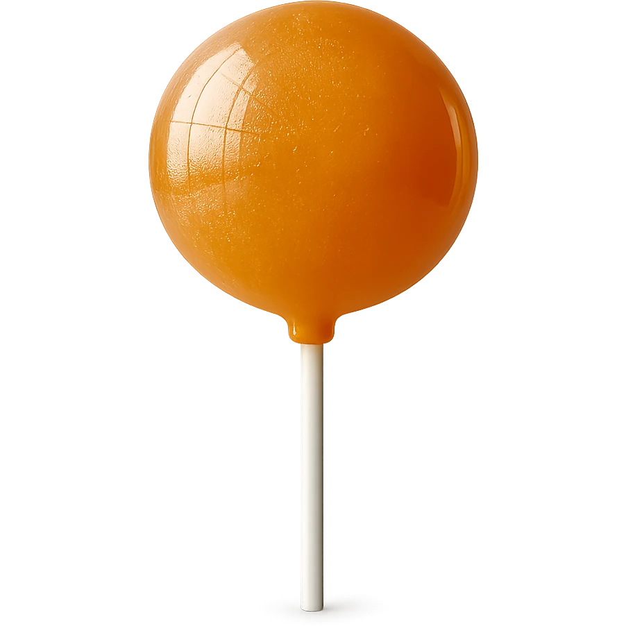 Change the lollipop color to orange in a realistic style, keep the background transparent. emoji