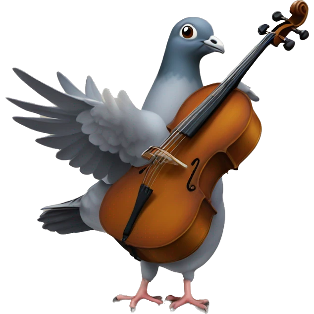 pigeon with cello emoji