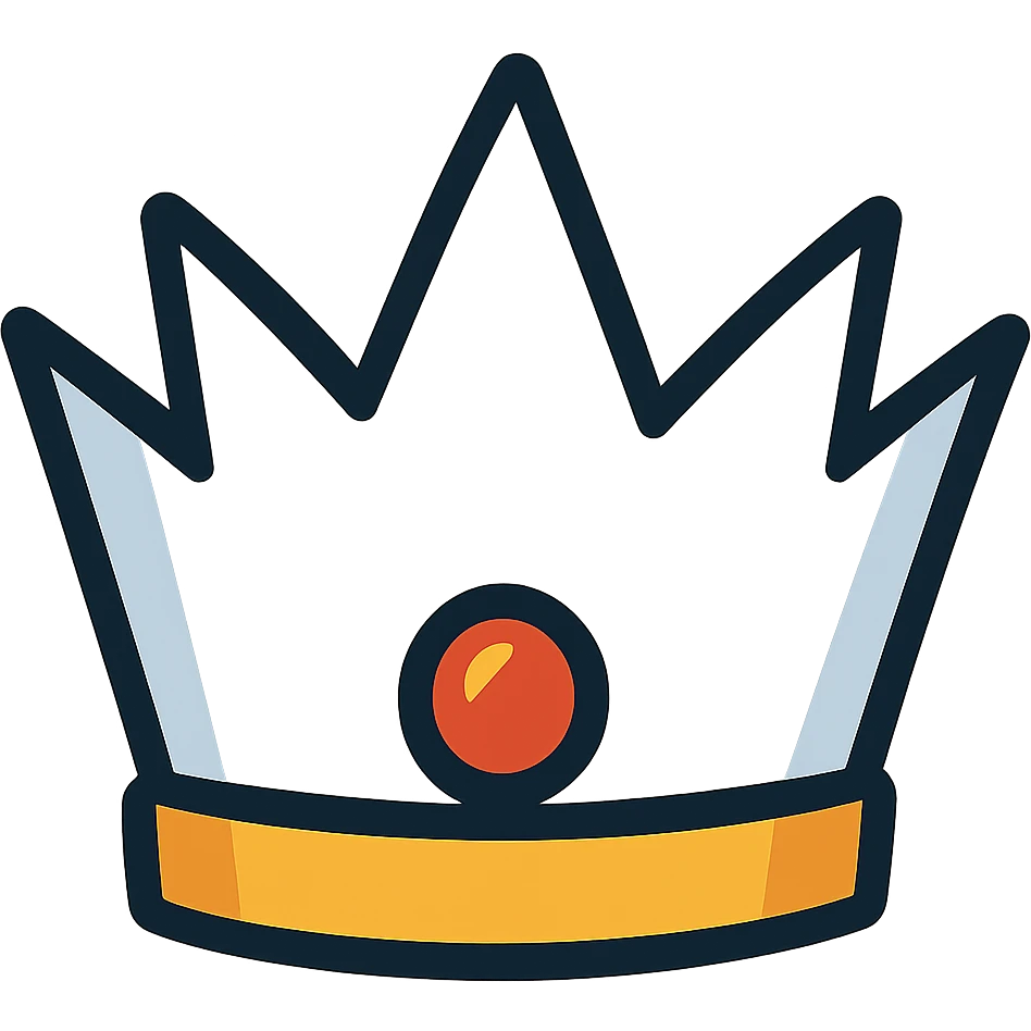 a cartoon-style white crown with exaggerated points, playful and bright, no background emoji