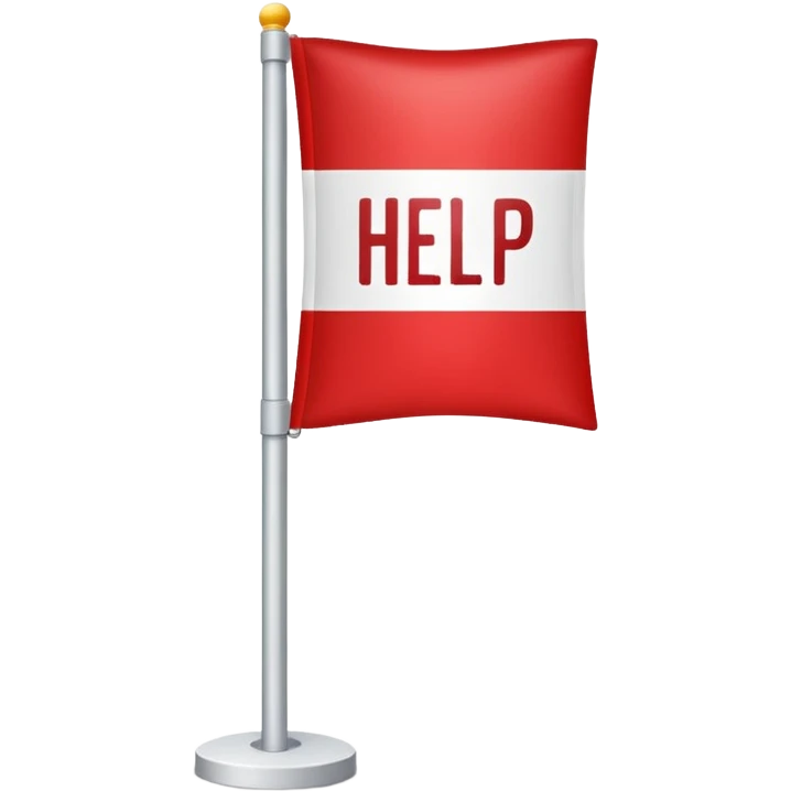 flagpole with a flag that says HELP, simple, clear emoji