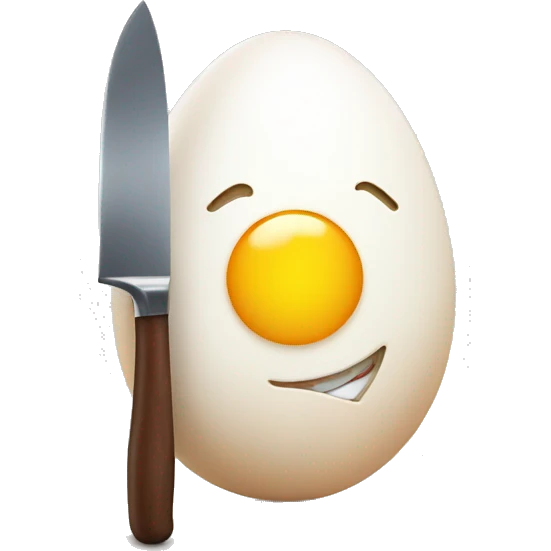 a egg smiling and holding a knife emoji