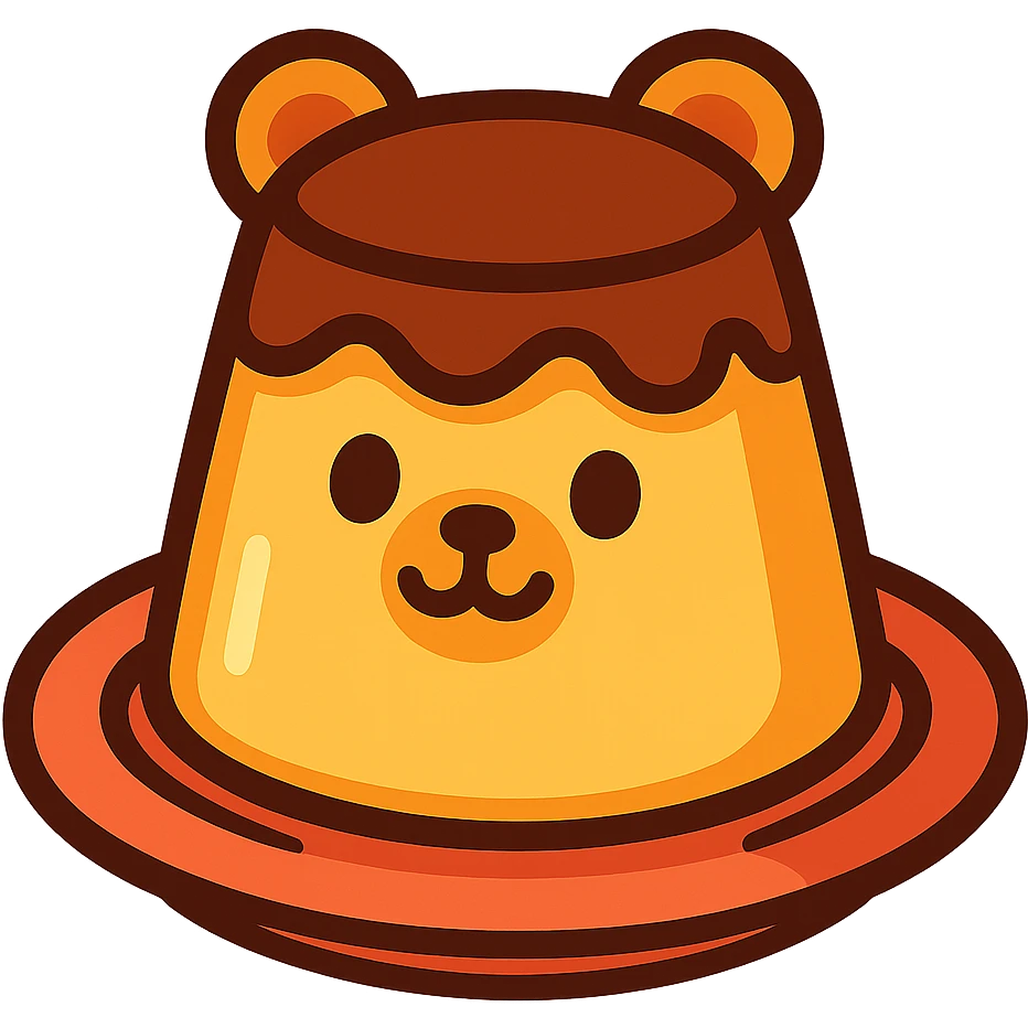 cute bear-shaped pudding, vibrant toon style emoji