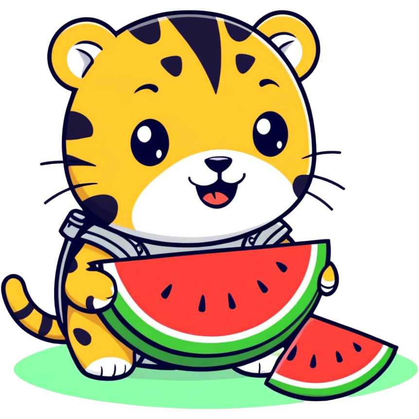 Armor Leopard eating watermelon emoji