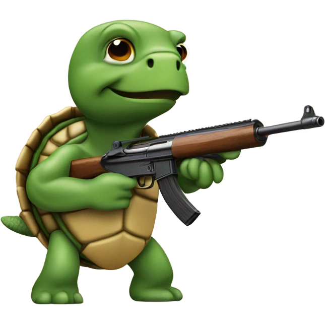 Turtle shooting a rifle emoji