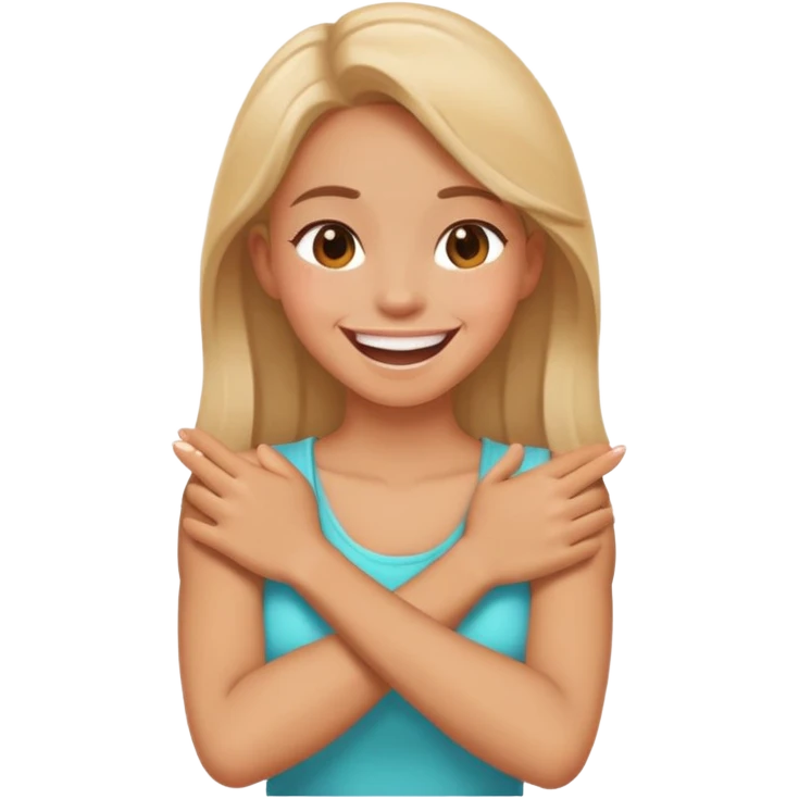 Arms crossed holding neck laughing girl emoji
