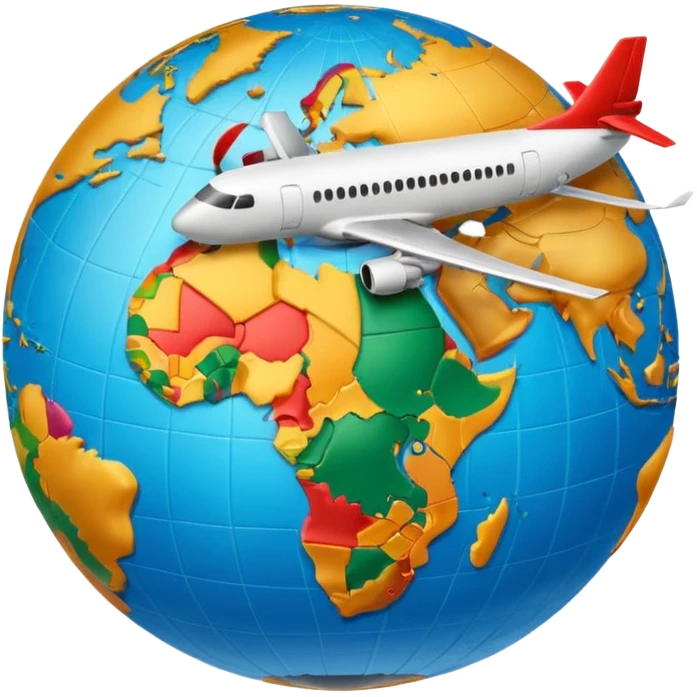 Globe Showing Europe-Africa with plane flying around it emoji