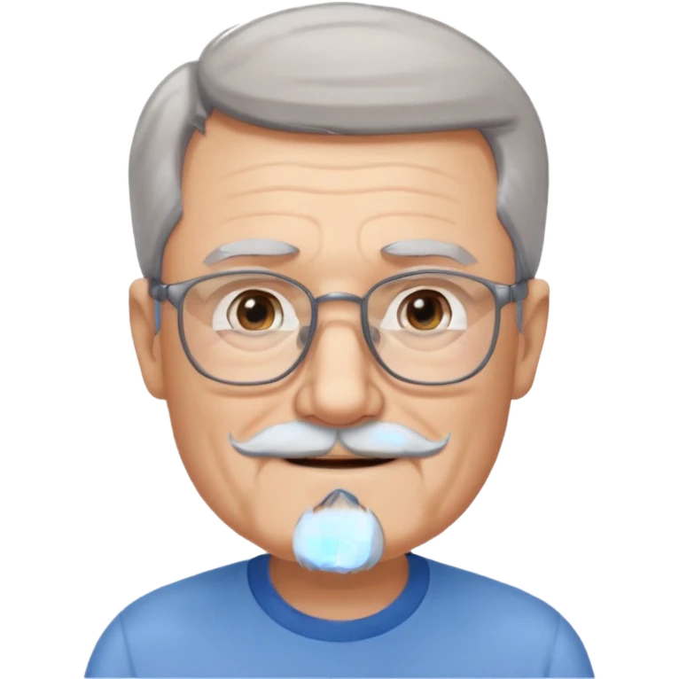 Create me an emoji of an old man. Gray short size hair. Gray beard. Squarer Glasses. Blue eyes. Little smile emoji