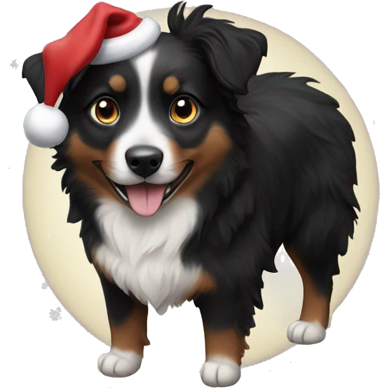Small black australian shepherd dog Christmas tree emoji