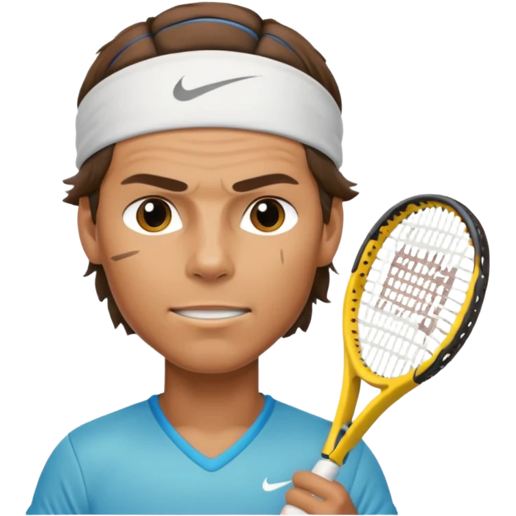rafael nadal half body with head band,half body, tennis racket emoji