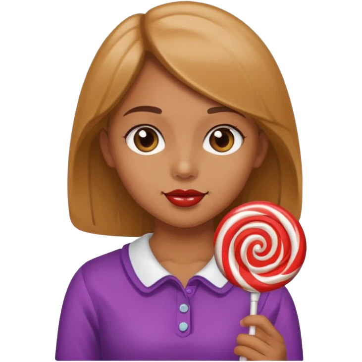 a girl that is holding a lollipop  emoji