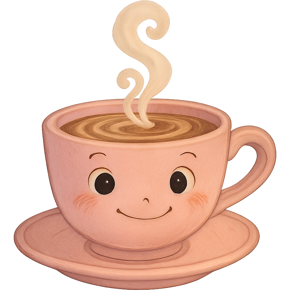 Remove the background, keep the pink mocha cute and inviting in Ghibli style with no background. emoji
