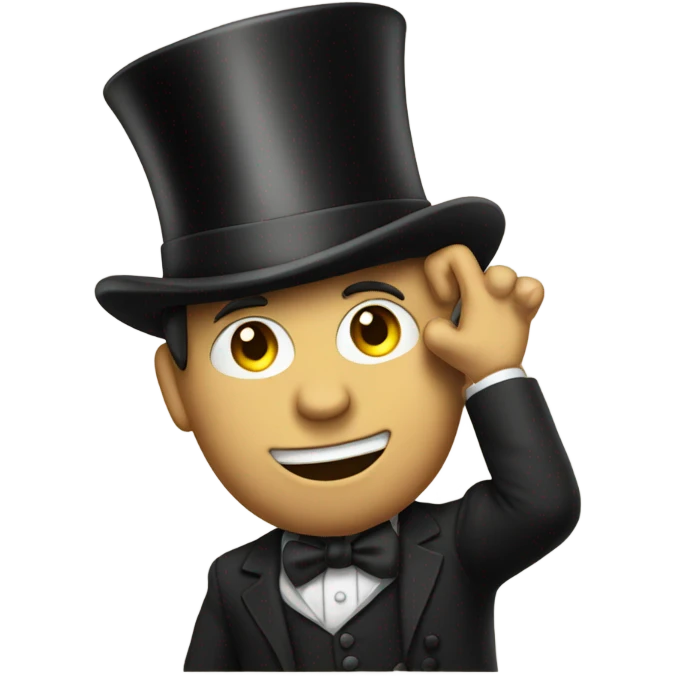 Guy with top hat holding middle fingers emoji