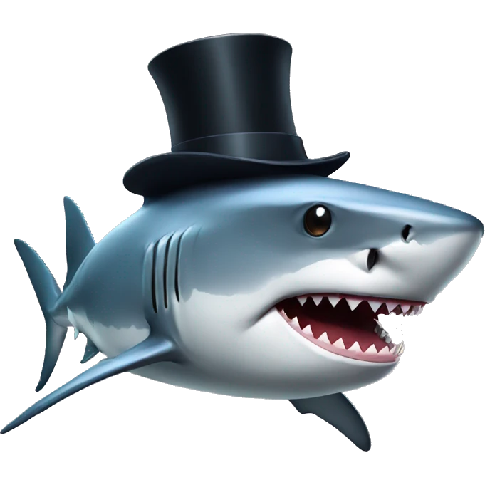 Shark with a top hat emoji