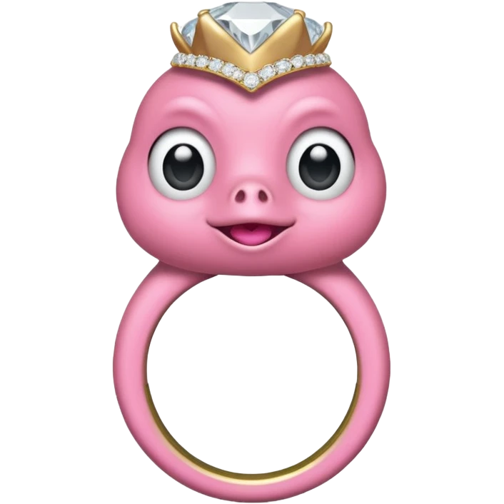 pink pepe wearing engagement ring with big diamond emoji emoji