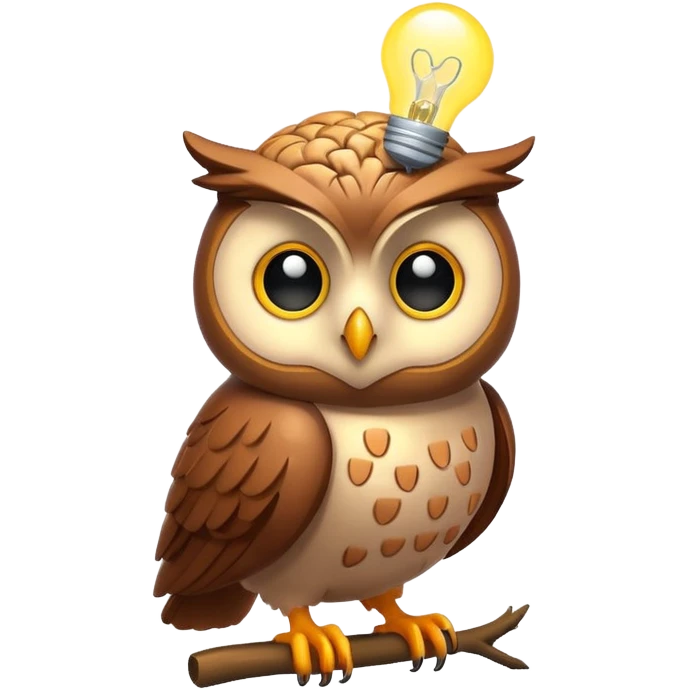 owl with glowing brain idea moment emoji