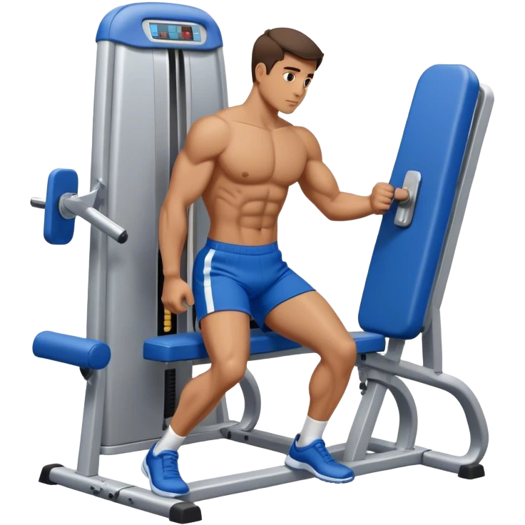 man with blue shorts using side-deltoid-machine emoji