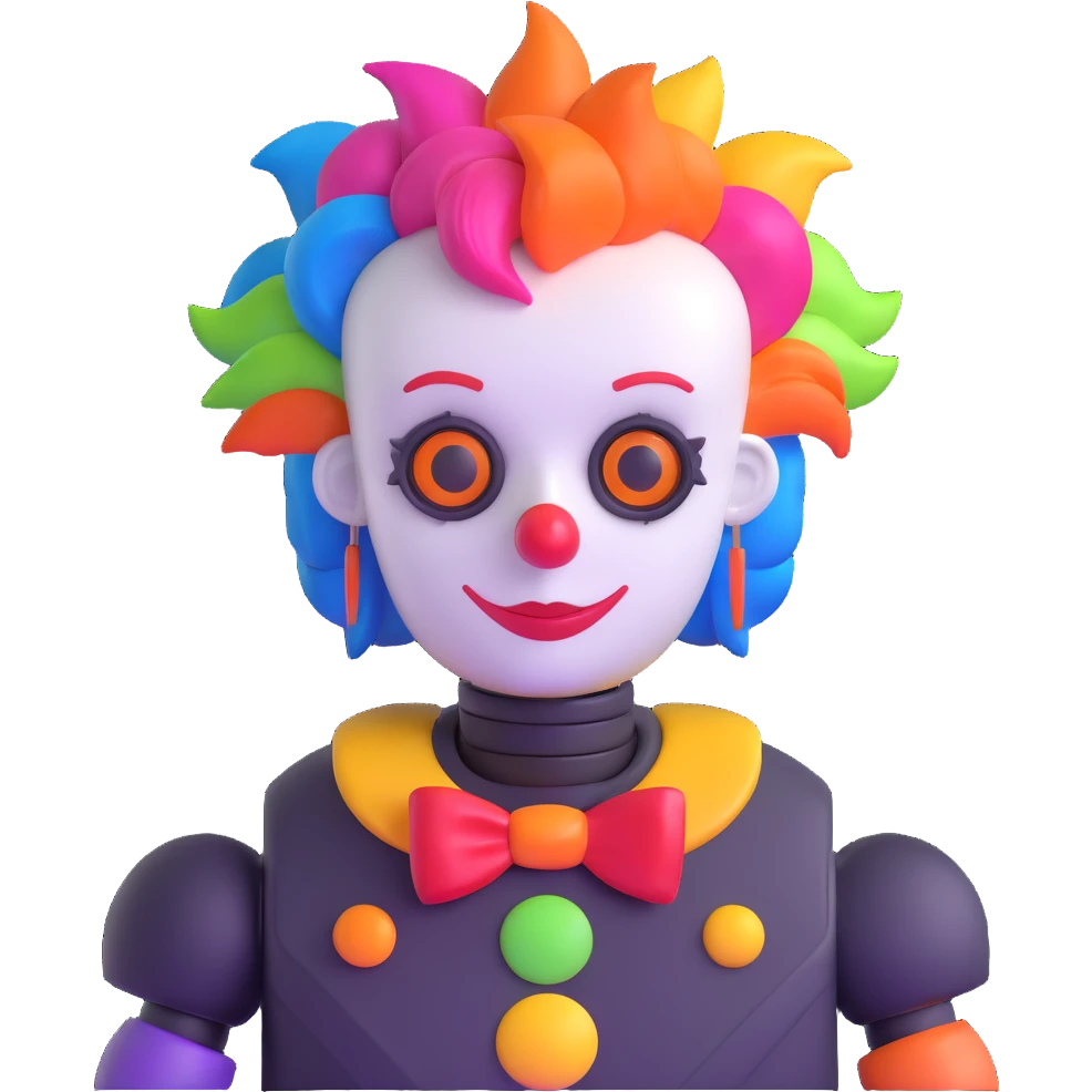 robot clown with colorful hair emoji