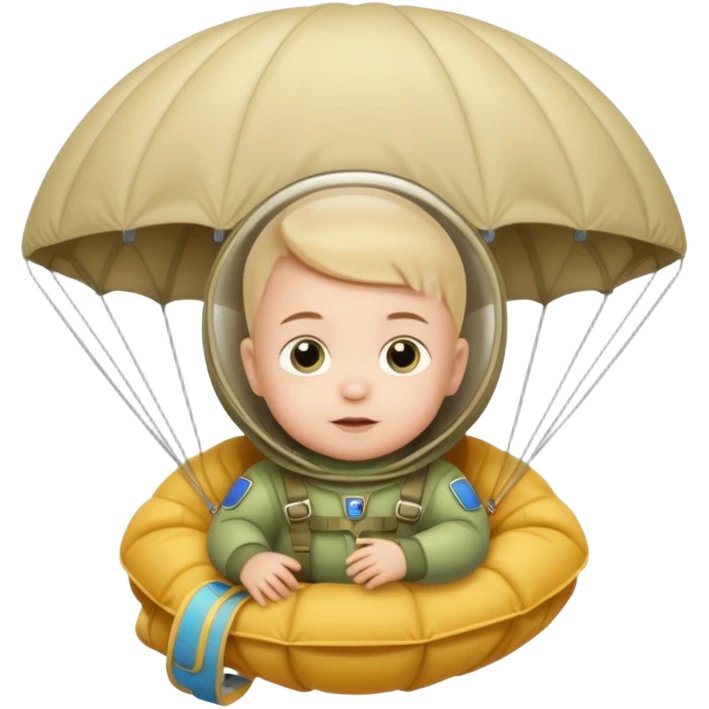 Skydiving baby with parachute and UFO emoji