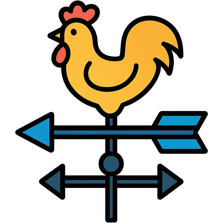 classic weathervane with rooster, colored icon with black outlines emoji