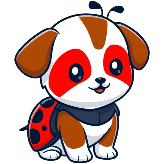 cute puppy in a ladybug costume emoji