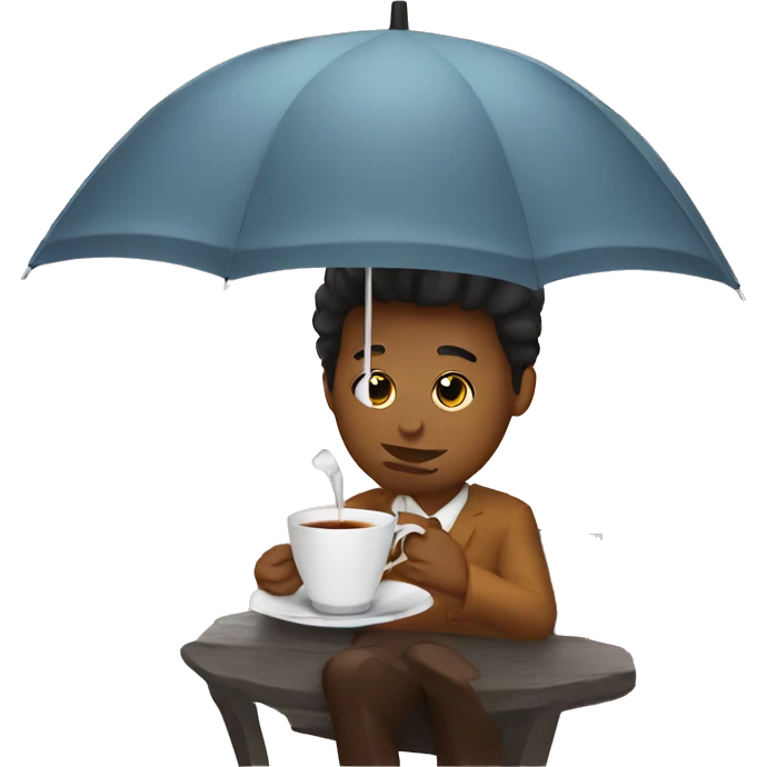 drinking tea in the umbrella emoji