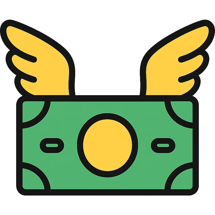 billete con alas emoji