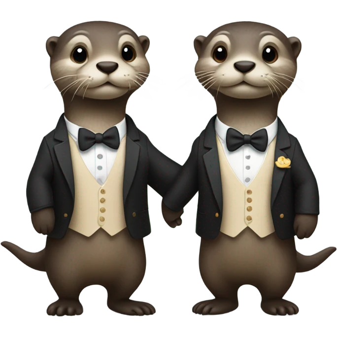 Two otters holding hands in tuxedos emoji