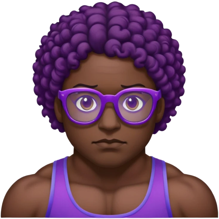 Wrestler with purple glasses tinted black and short curly brown hair emoji