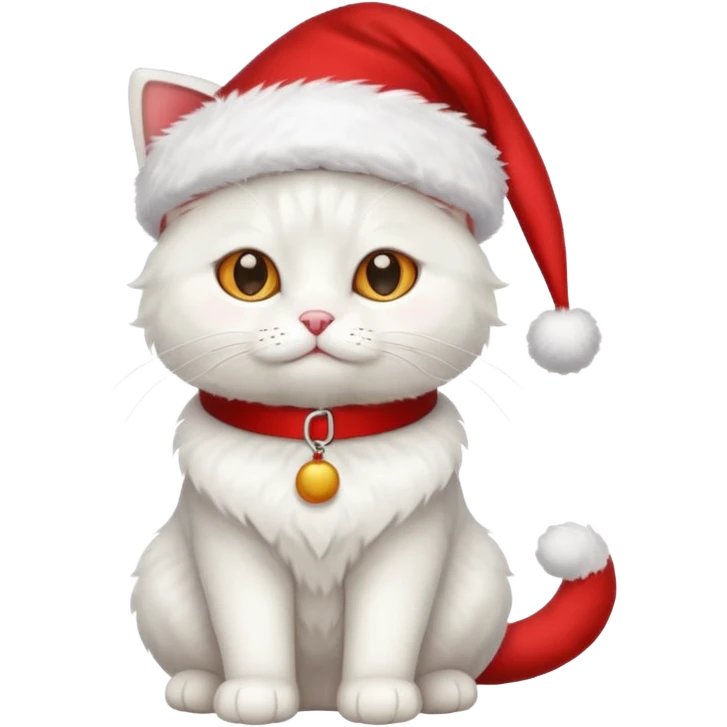 a full-body white cat with Christmas accessories  emoji