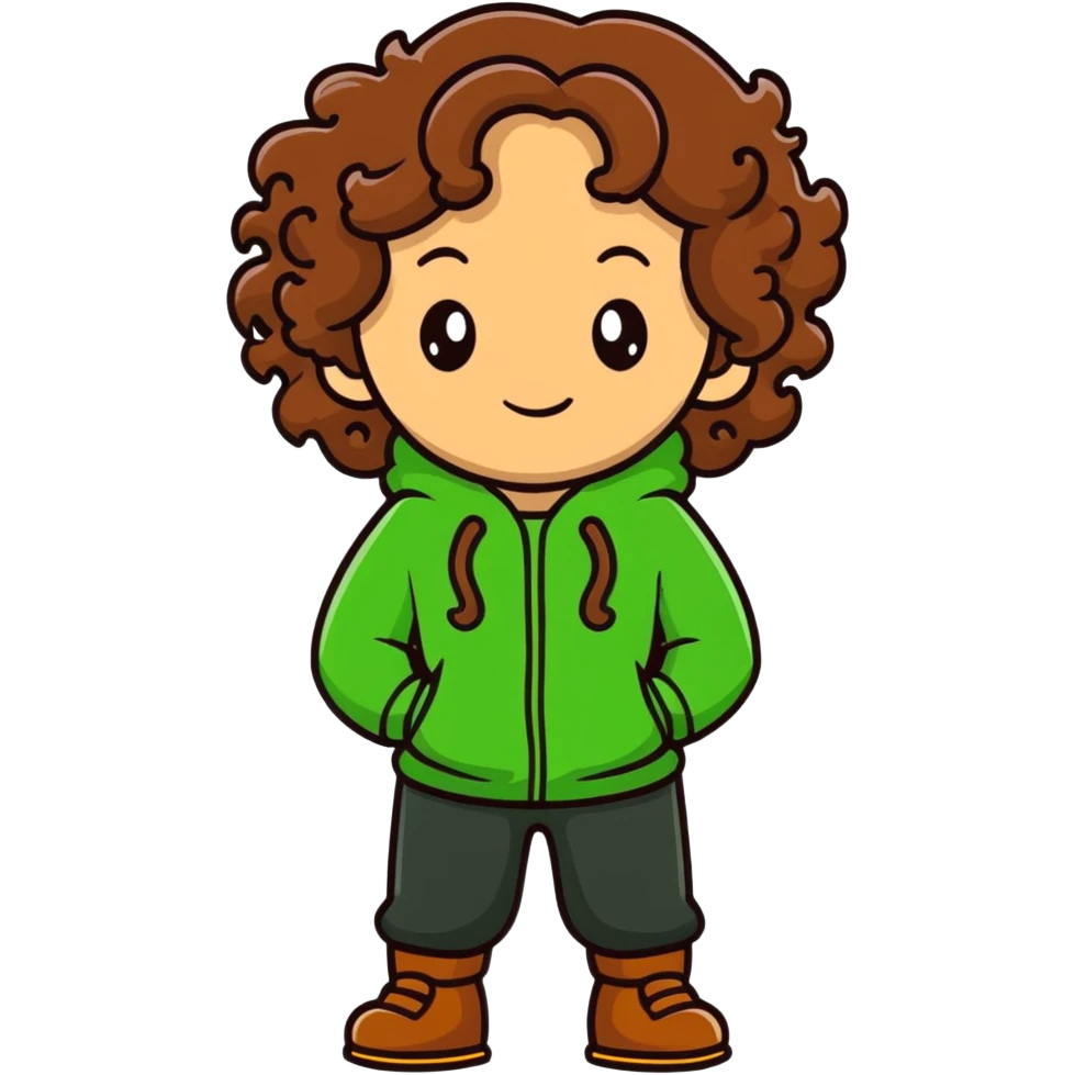 cartoon character with long brown curly hair in a green outfit emoji
