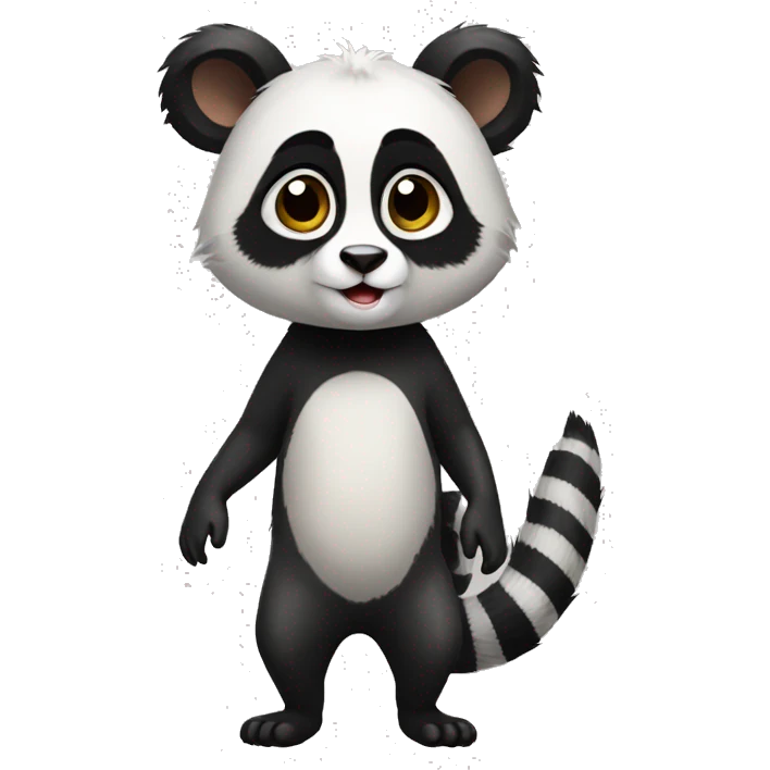 Cute panda-lemur-raccoon-hybrid full body emoji