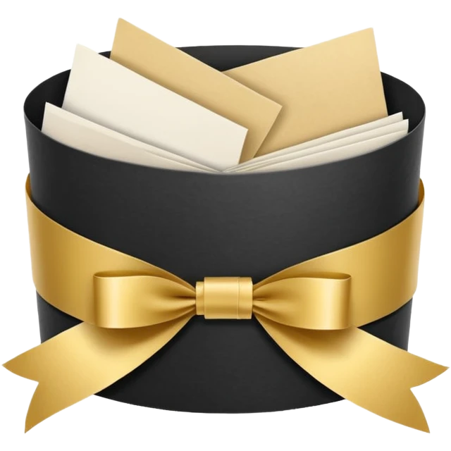 folded papers in round with a gold ribbon emoji