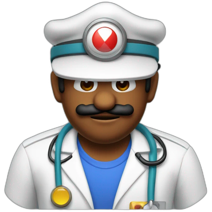 mario nintendo with hat doctor emoji