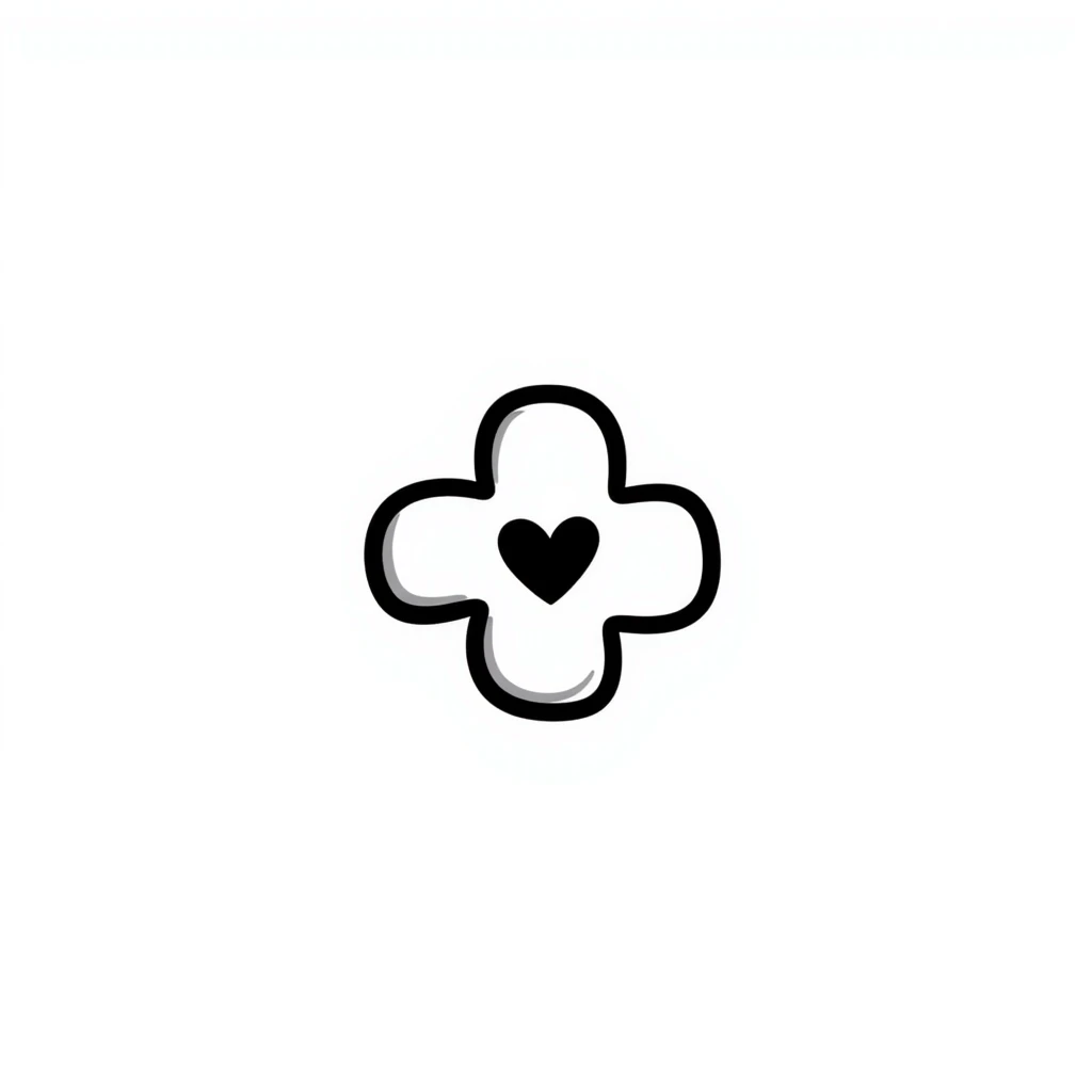 Hand-drawn sexual health clinic symbol with medical cross and heart icon emoji