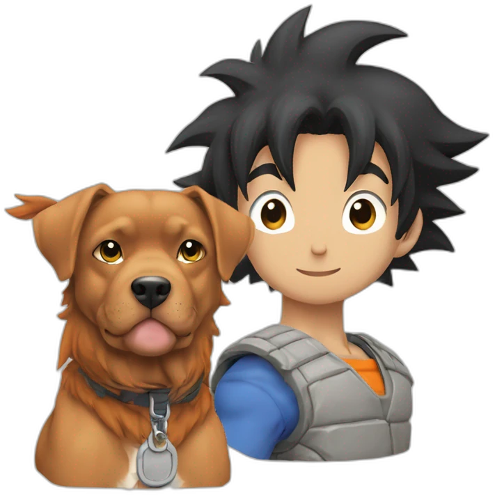 Son Goku avec un braque de weimard emoji