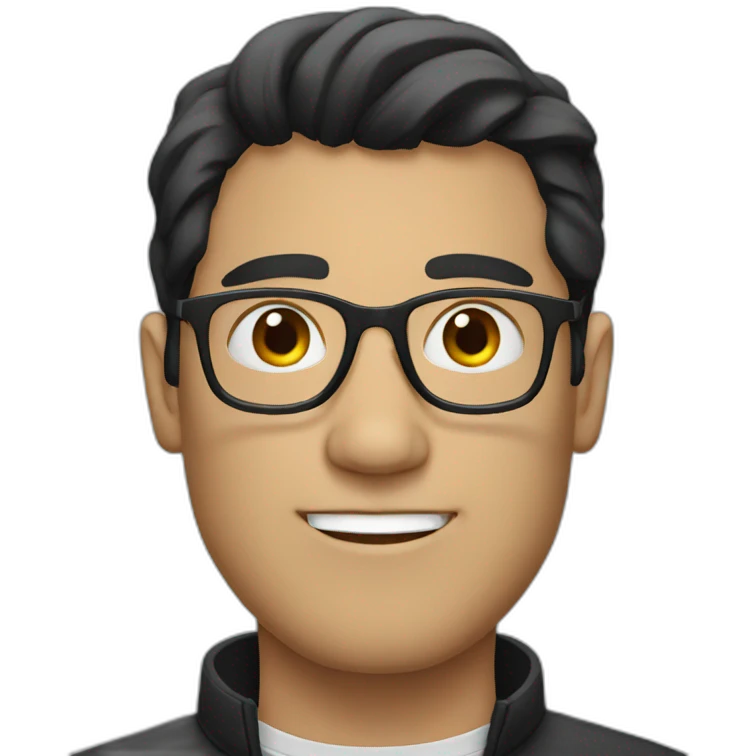 White man black hair wearing glasses emoji