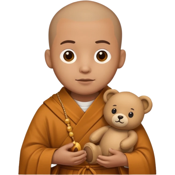 Monk with teddy bear toy  emoji