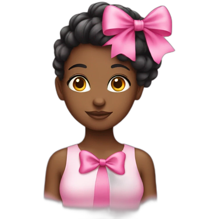 black girl with pink bow in hair emoji emoji