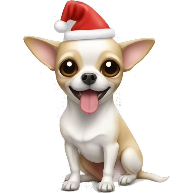 Light Chihuahua with christmas head  emoji