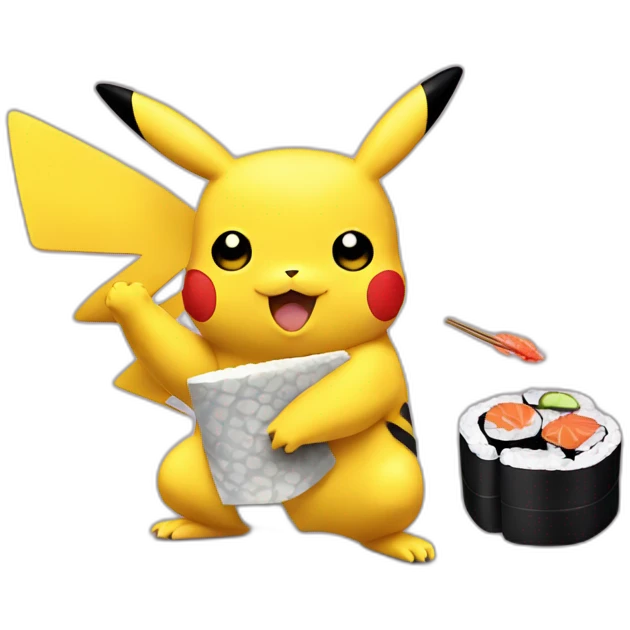 Pikachu making sushi emoji