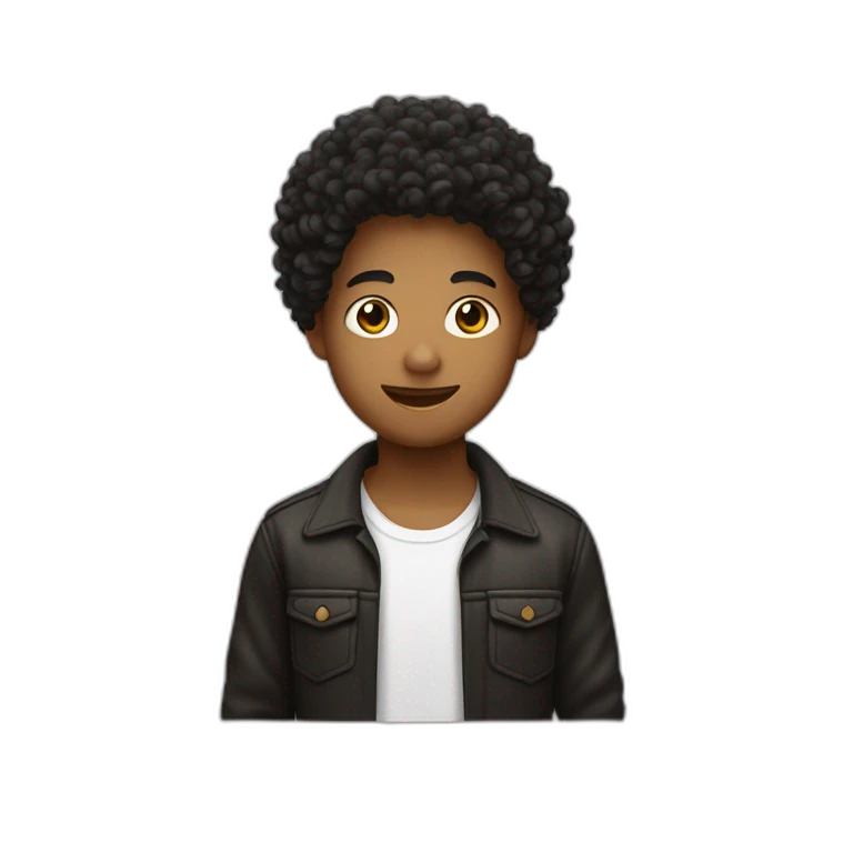 Garçon noir cheveux bouclés noir et marron clair emoji