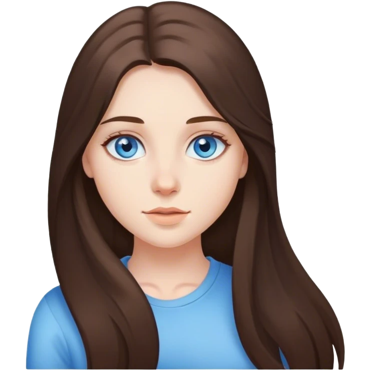Brunette girl with long Hair and Blue Eyes  emoji