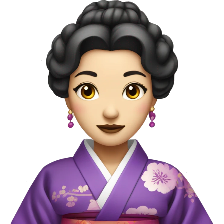 Long Purple heard lady in tradicional kimono wth purple eyes emoji