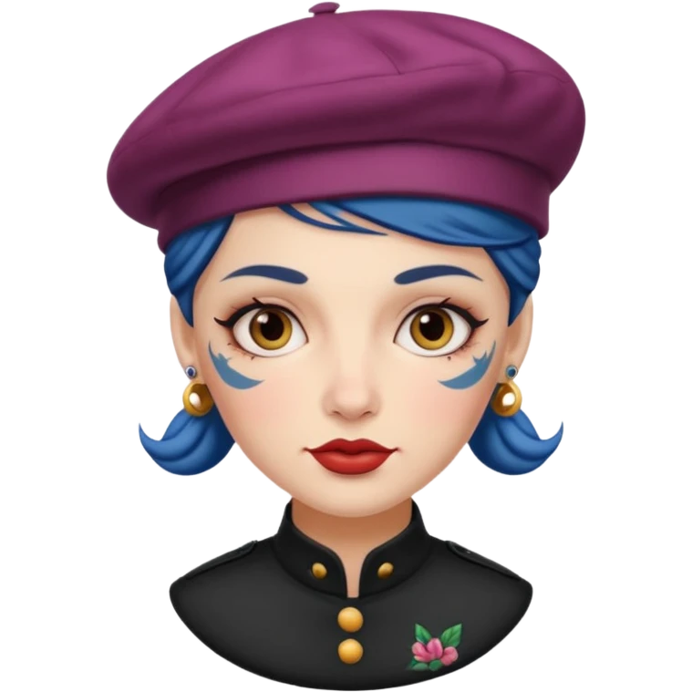 woman with tattooed faces wearing berets emoji