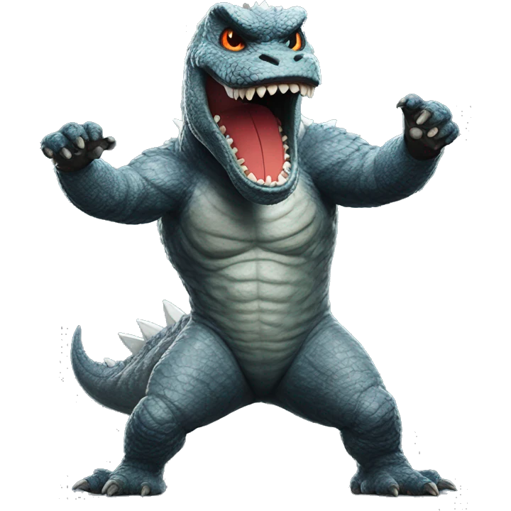 Godzilla dressed as a cheer leader  emoji