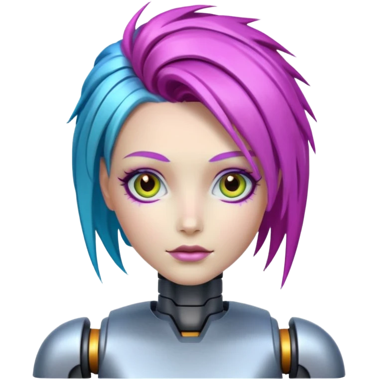 robot with color hair emoji