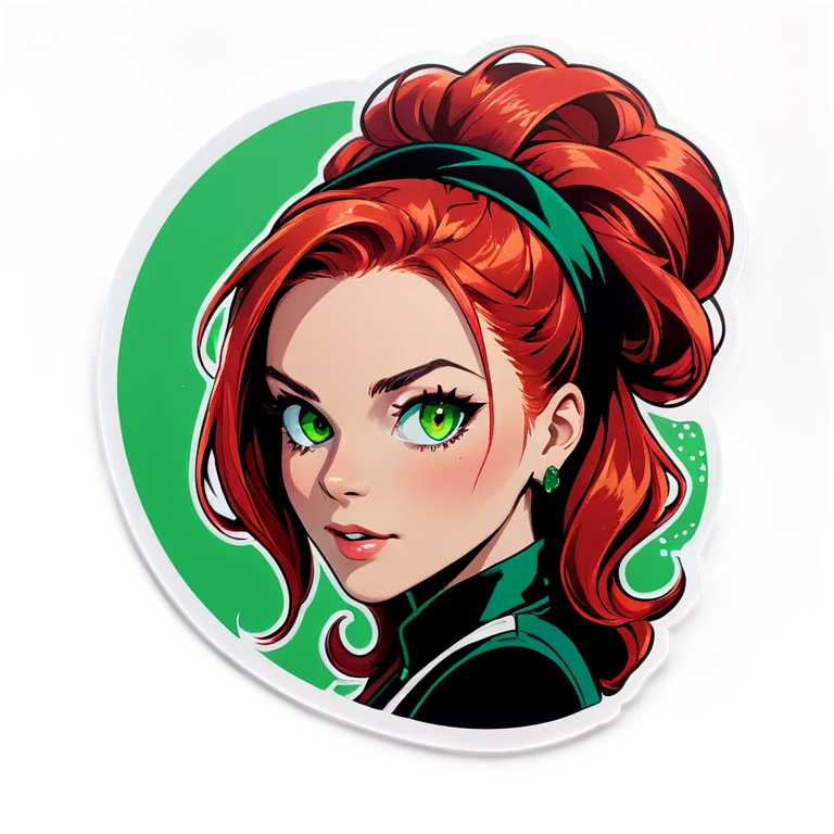Singer with red hair and green eyes emoji