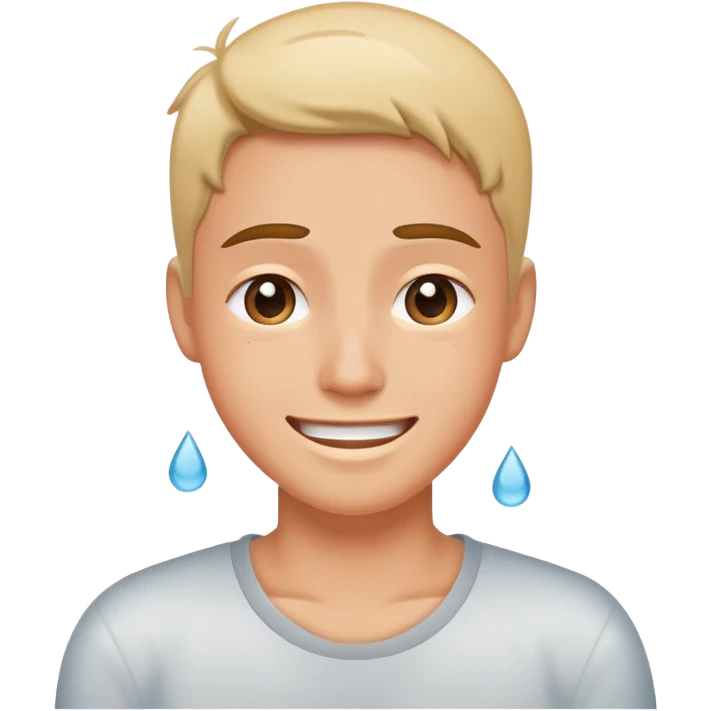 a face with a sweat drop and a relieved smile, showing relief after avoiding conflict emoji